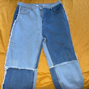 Shein High Wasted Patchwork Jeans